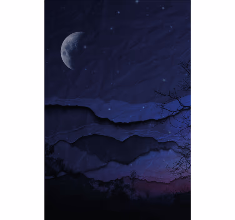 Night original landscape with moon Master blind - TenStickers