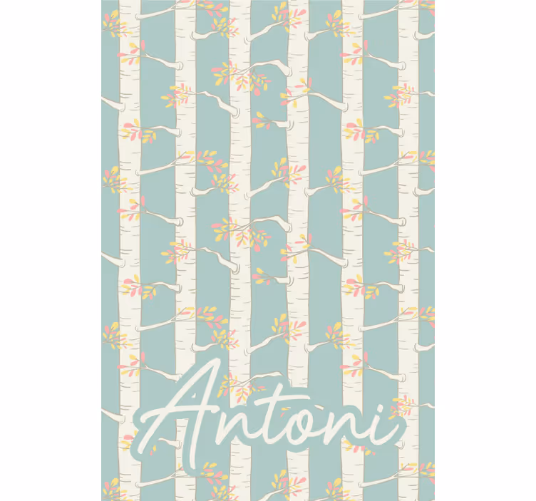 Birches with name tree roller blind - TenStickers