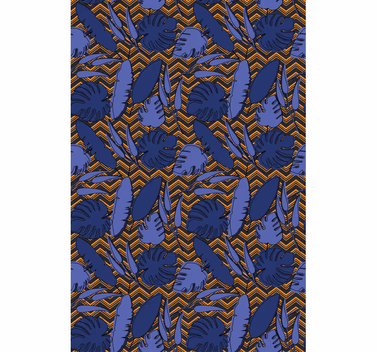 Blue tropical pattern flowers and plants roller blind - TenStickers