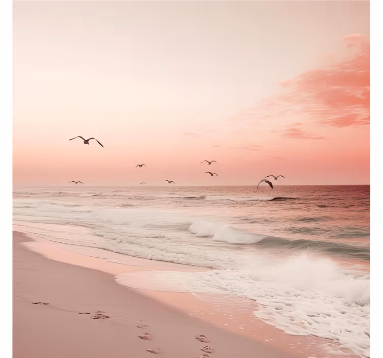 pinky sky with birds Romantic blind - TenStickers