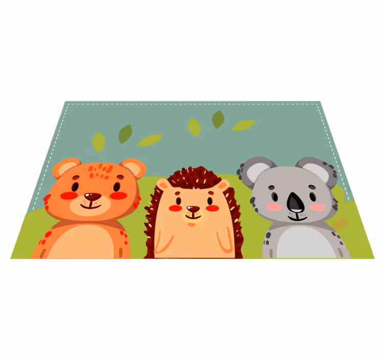 Children placemats cute animal companions - TenStickers