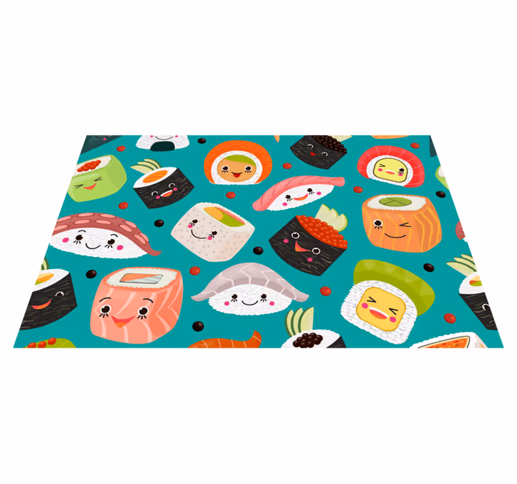 Children placemats cute sushi characters - TenStickers