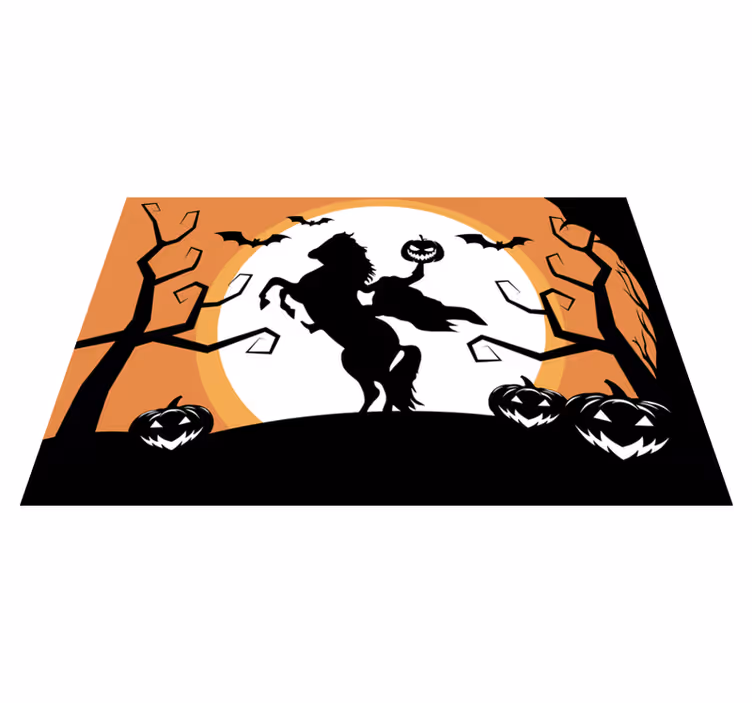 Halloween placemat featuring a horse with a pumpkin - TenStickers
