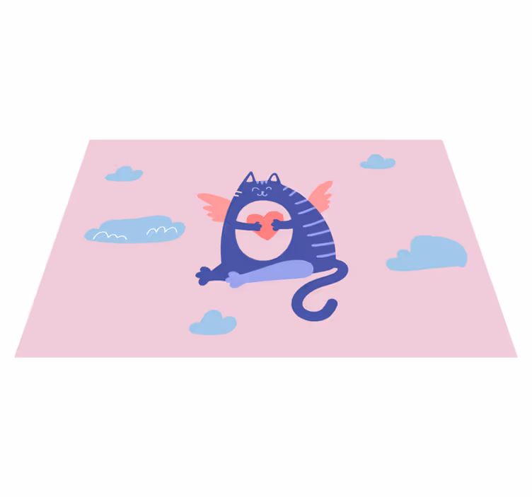 Children placemats flying cat with heart design - TenStickers