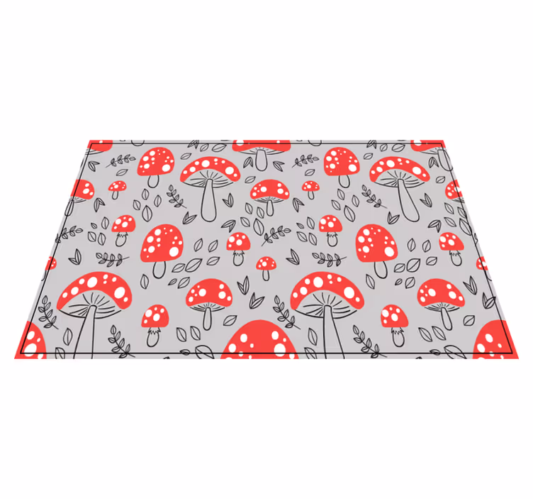 Classic mushrooms on gray background placemats - TenStickers