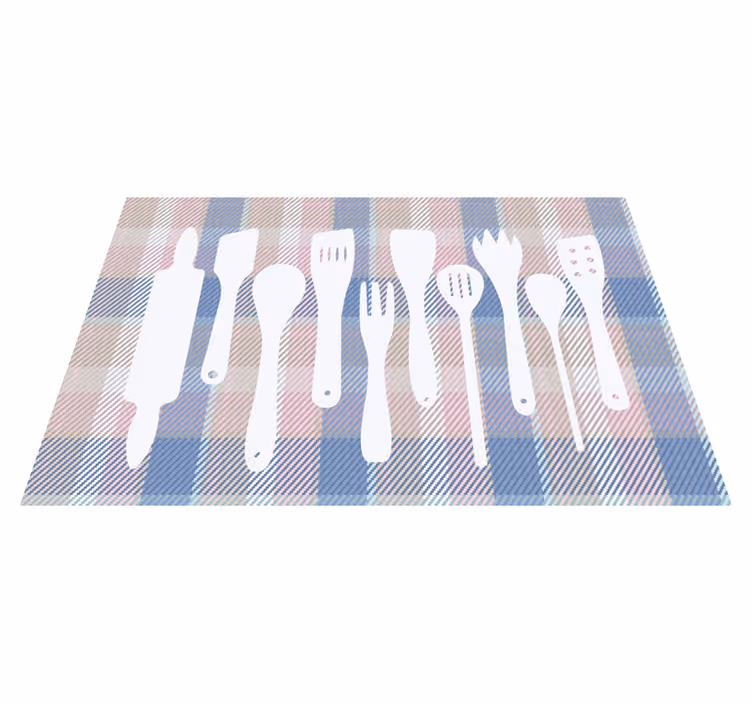 Tartan pattern with utensils modern placemats - TenStickers