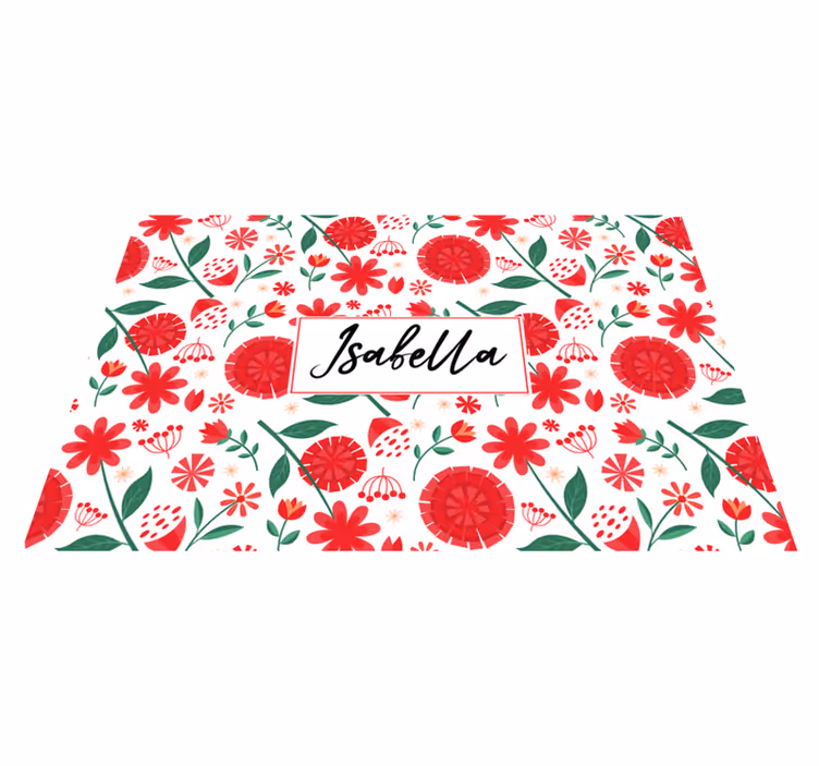 Personalisable placemats with floral name design - TenStickers