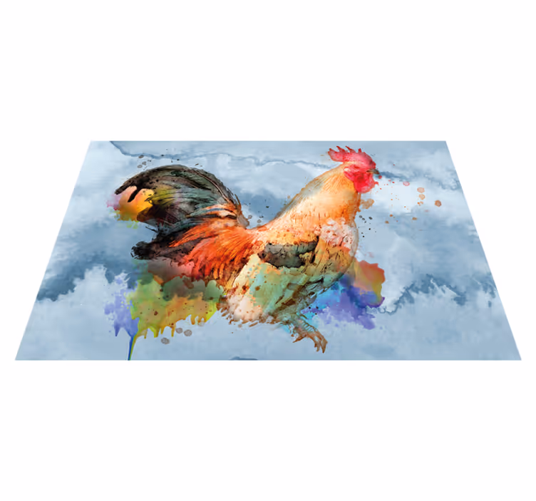 Watercolor painted rooster textured placemats - TenStickers