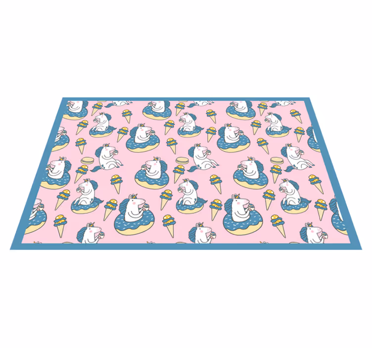 Children placemats unicorns eating ice cream - TenStickers