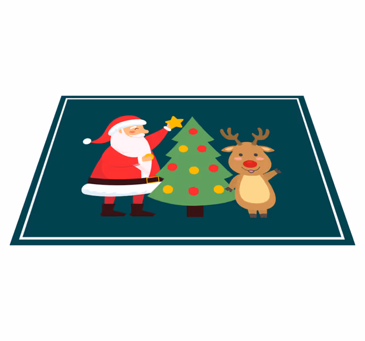 Christmas placemats featuring santa and reindeer - TenStickers