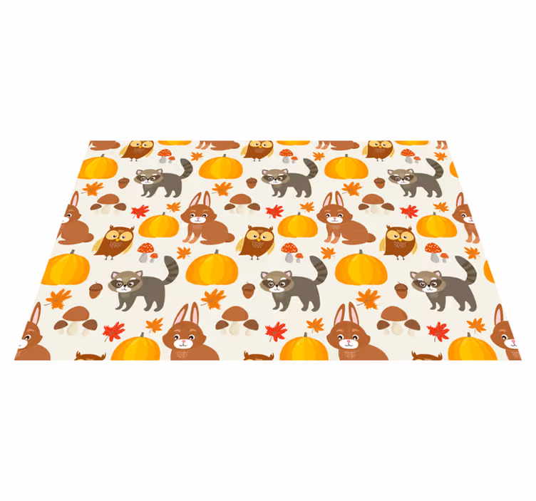 Raccoon Owl Rabbit Pumpkin children placemats - TenStickers