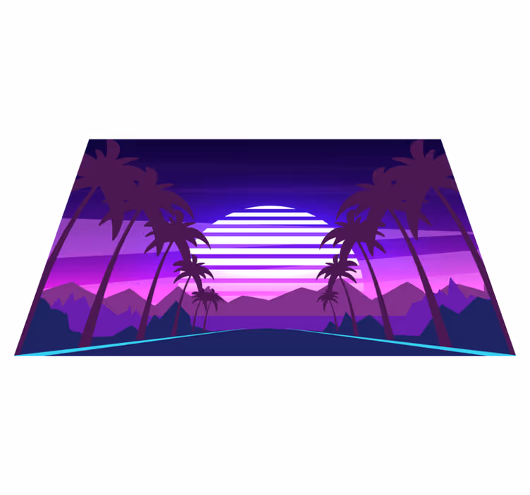 Vaporwave  highway with trees original placemat - TenStickers
