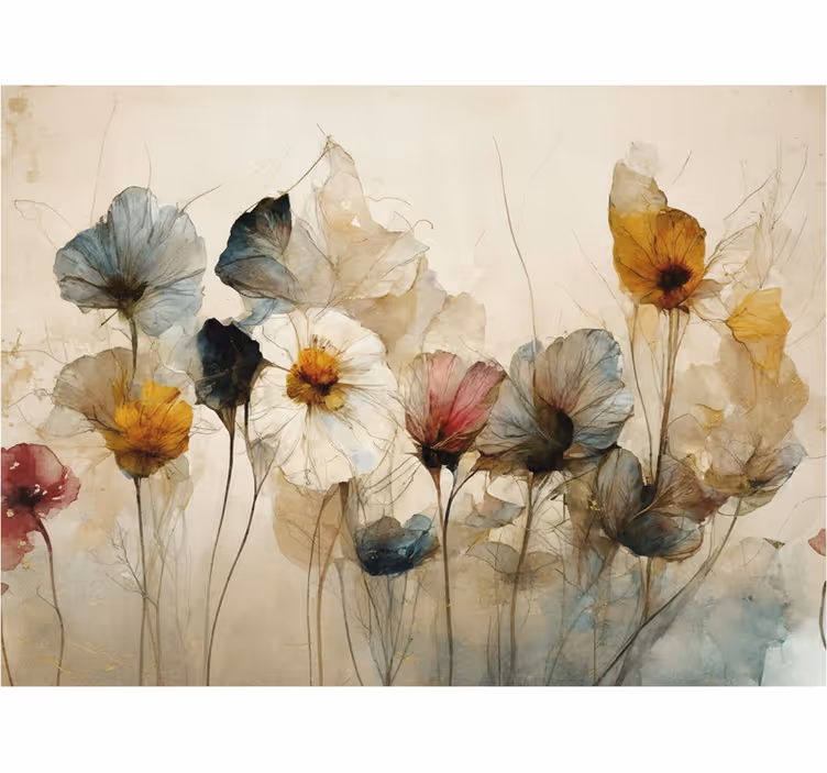 Wall mural of beautiful dried flowers - TenStickers