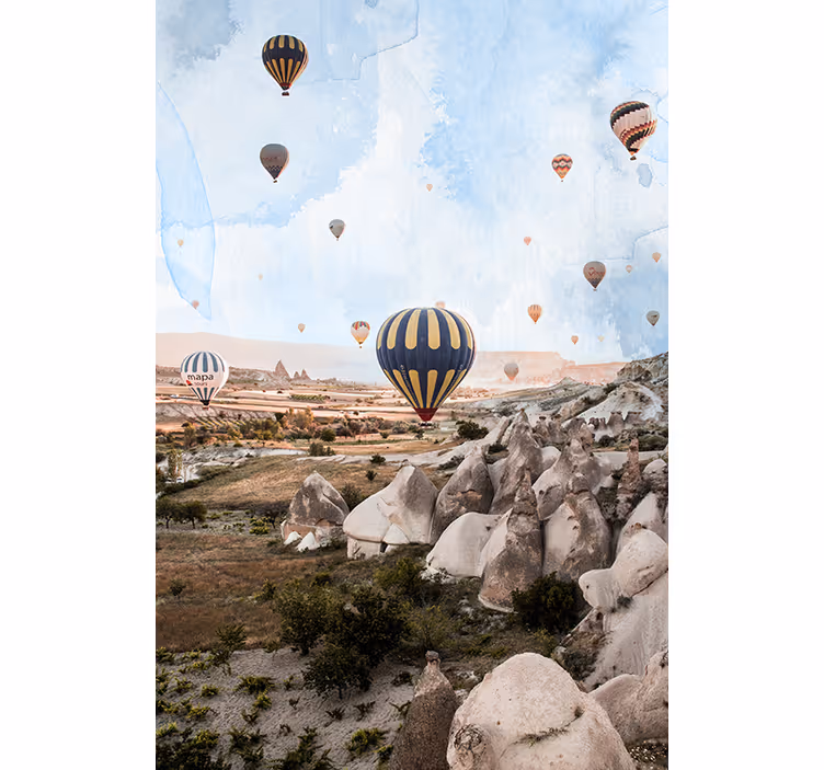 Desert mural with cappadocia hot air balloons - TenStickers