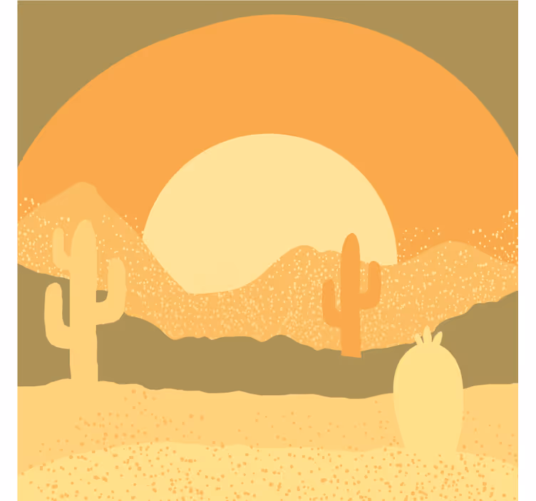 Desert mural sunset and cactus silhouette - TenStickers