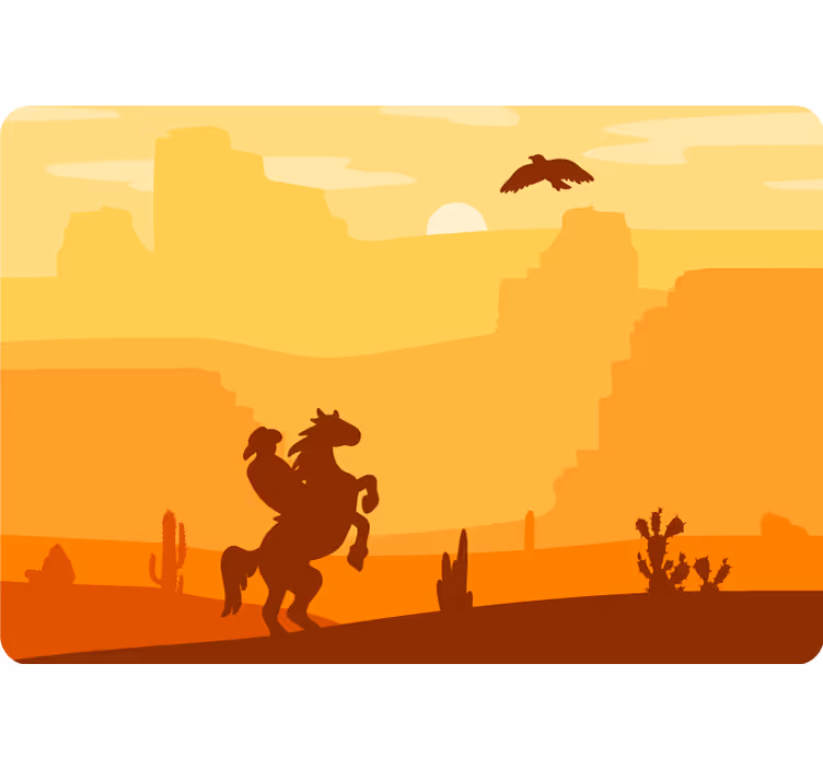 Desert mural cowboy landscape art print - TenStickers