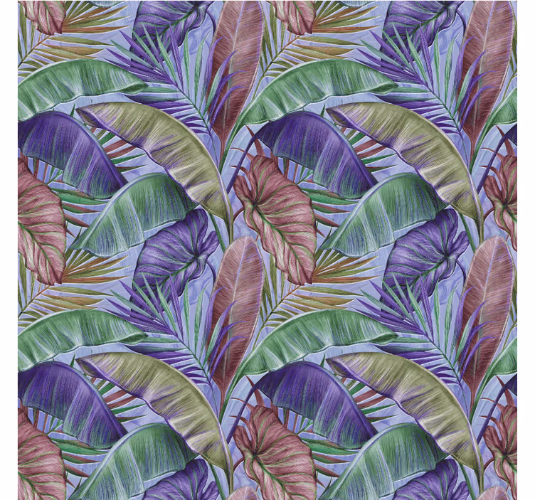 Jungle wall mural in purple leaves design - TenStickers