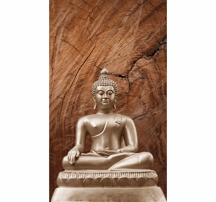 Buddha mural wooden buddha art decor - TenStickers