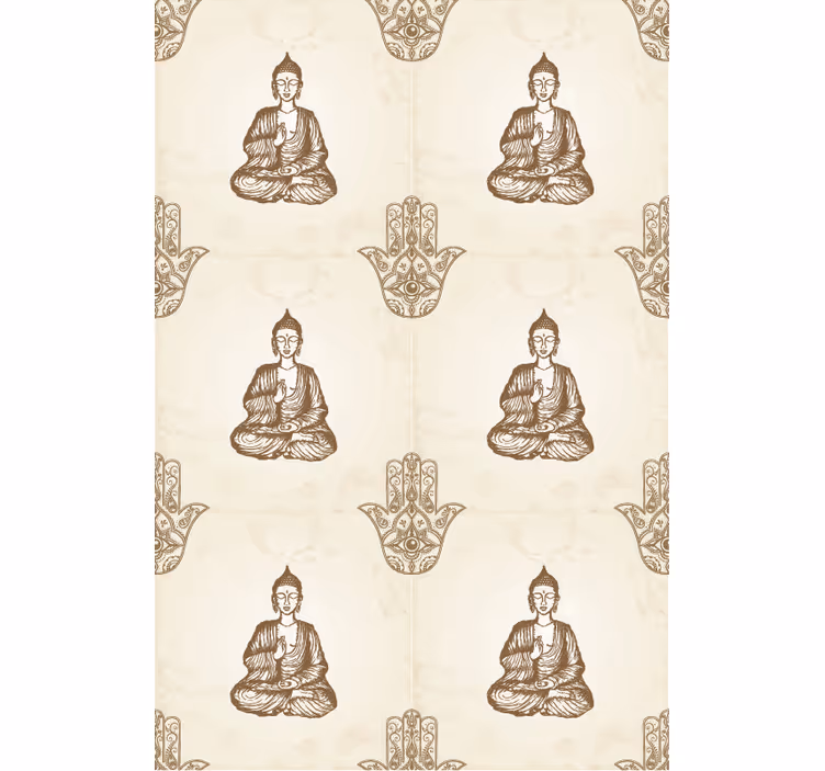 Buddha mural with hamsa hand symbol - TenStickers