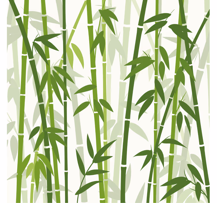 Bathroom mural of green bamboo sticks with leaves - TenStickers