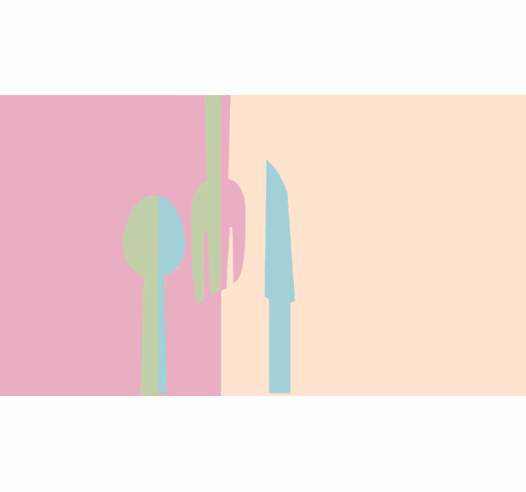Kitchen mural in pastel-colored utensils - TenStickers
