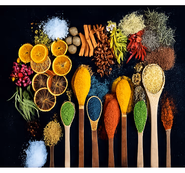 Kitchen mural wooden spoon with spices - TenStickers
