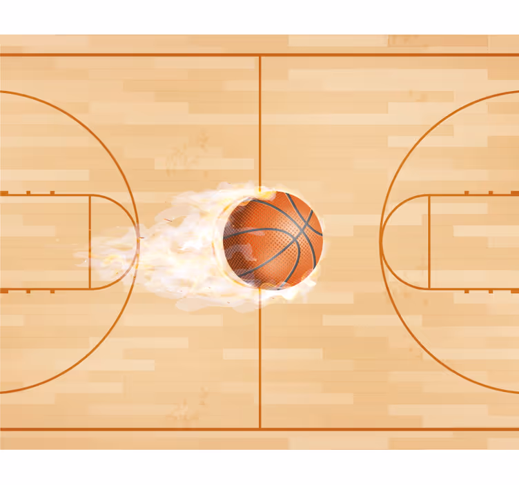 Beige wall mural basketball court design - TenStickers