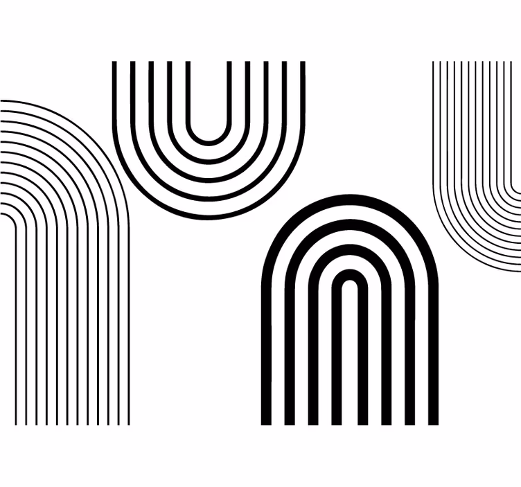 White wall mural with sleek black arcs - TenStickers