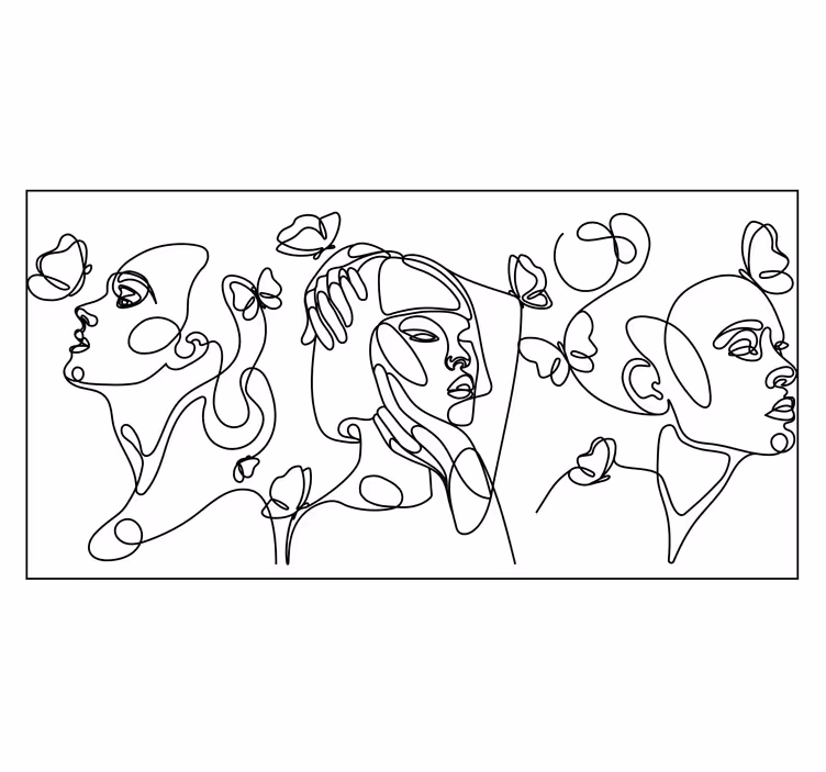 White wall mural three women silhouette mural 3 - TenStickers