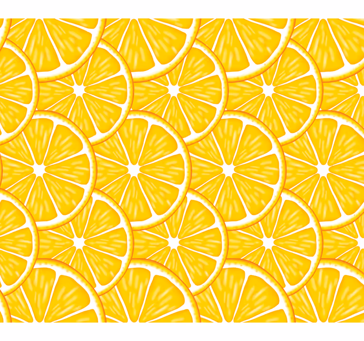 Yellow wall mural with orange pattern - TenStickers