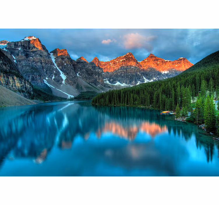 Blue wall mural vibrant lake aesthetic art - TenStickers