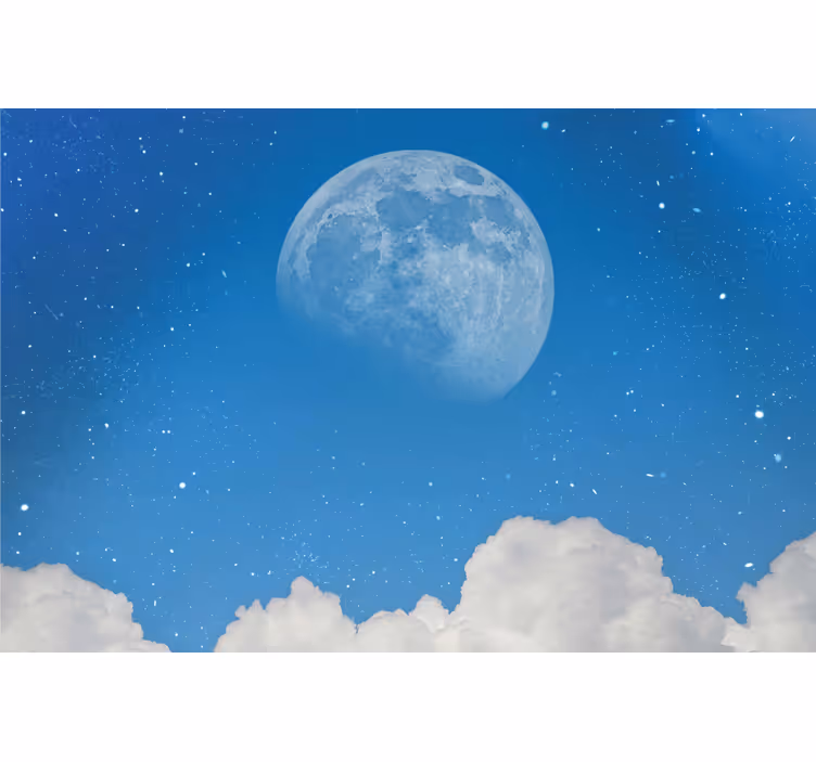 Blue wall mural little moon view - TenStickers