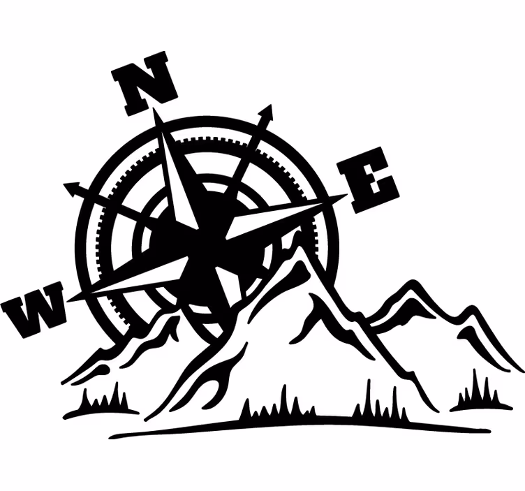 White wall mural adventure compass - TenStickers