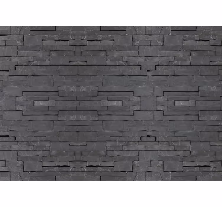 Gray wall mural with black brick design - TenStickers