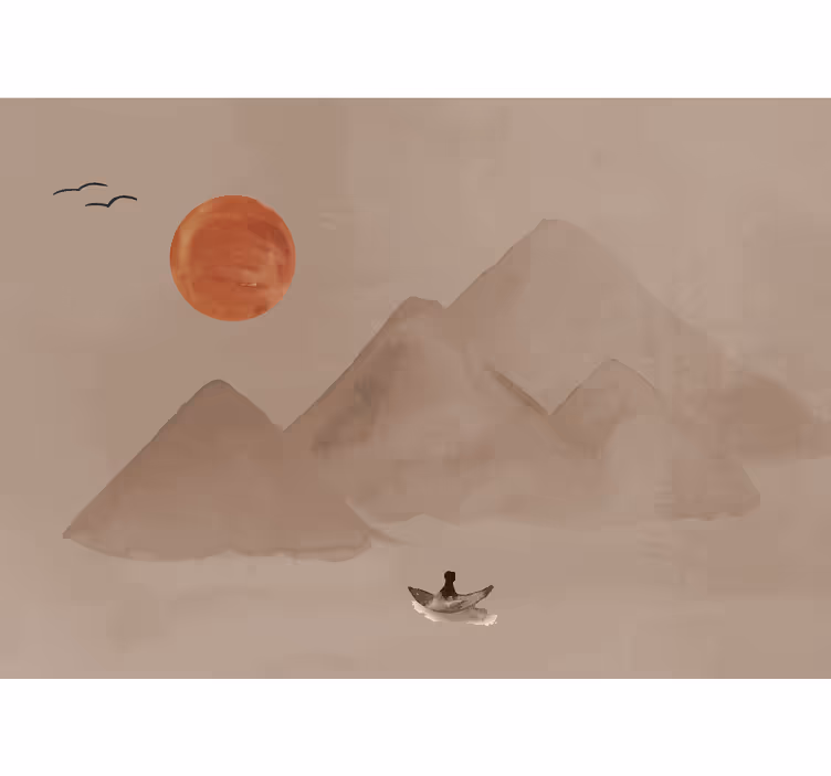Terracotta wall mural with japanese ambiance - TenStickers