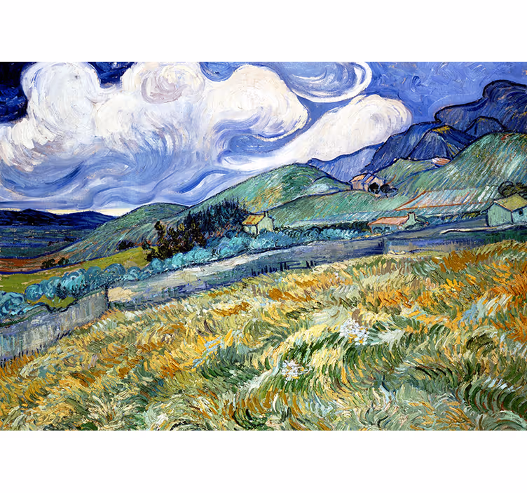 Hallway mural featuring van gogh's iris art - TenStickers