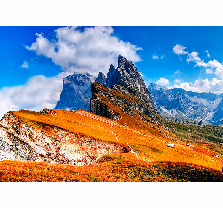 Entrance wall mural in hill landscape colors - TenStickers