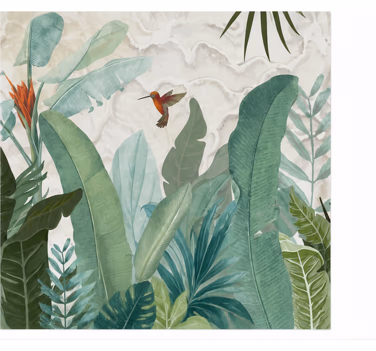 Nature wall mural hummingbird in jungle illustration - TenStickers