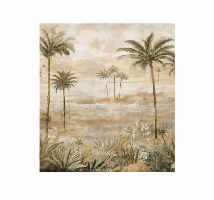 Nature wall mural valley with palm trees - TenStickers