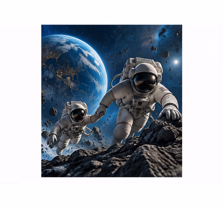 Blue wall mural astronauts in high pressure suits - TenStickers