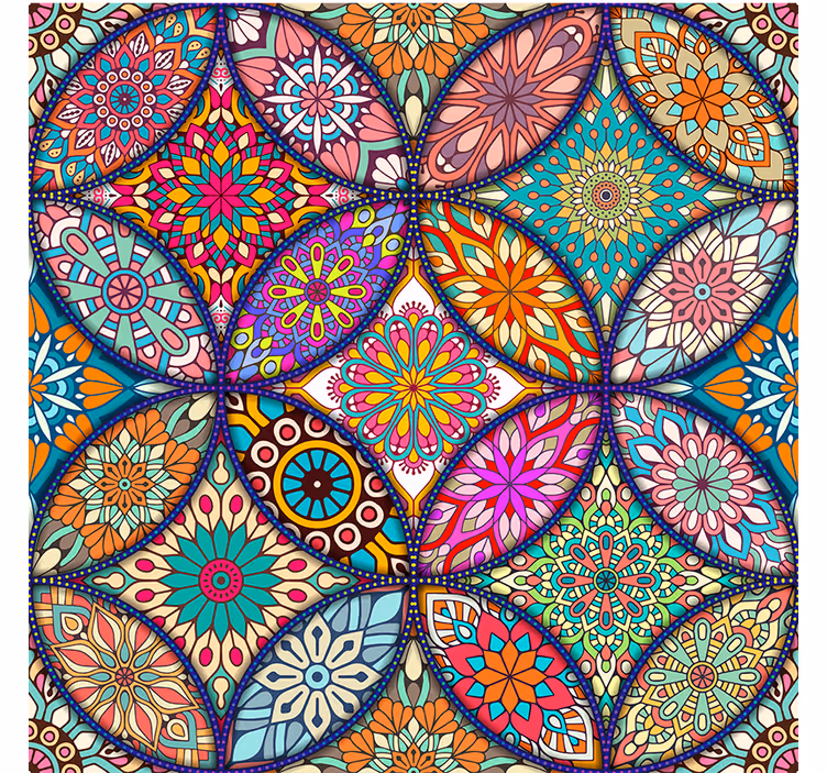 Entrance wall mural colorful mandalas - TenStickers