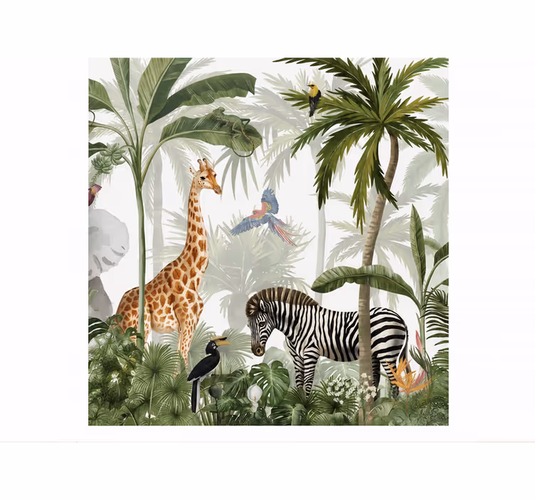 Nature wall mural with jungle animals - TenStickers