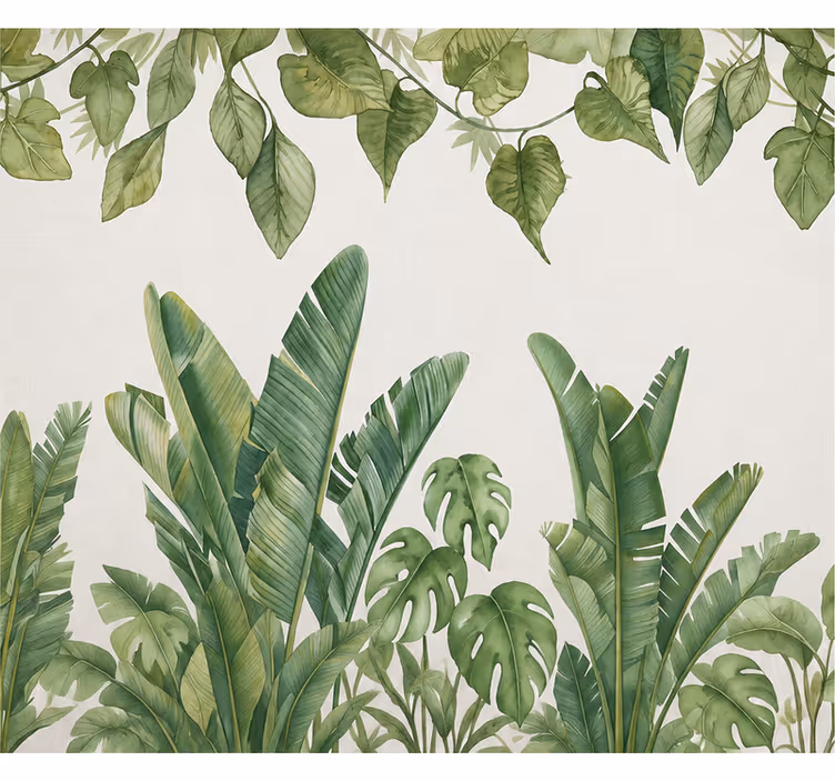 Nature wall mural big green leaves design - TenStickers