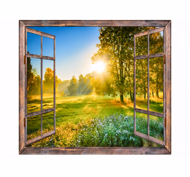 Nature wall mural window view - TenStickers