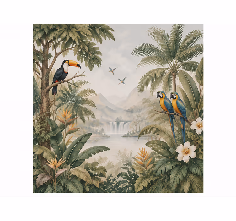 Jungle wall mural birds in flight - TenStickers