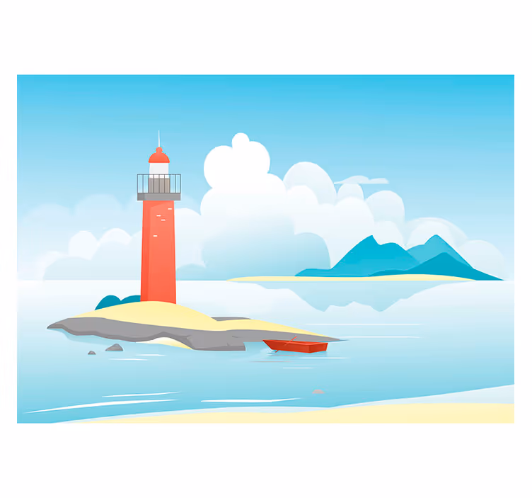 Lighthouse under clouds landscape mural wallpaper - TenStickers
