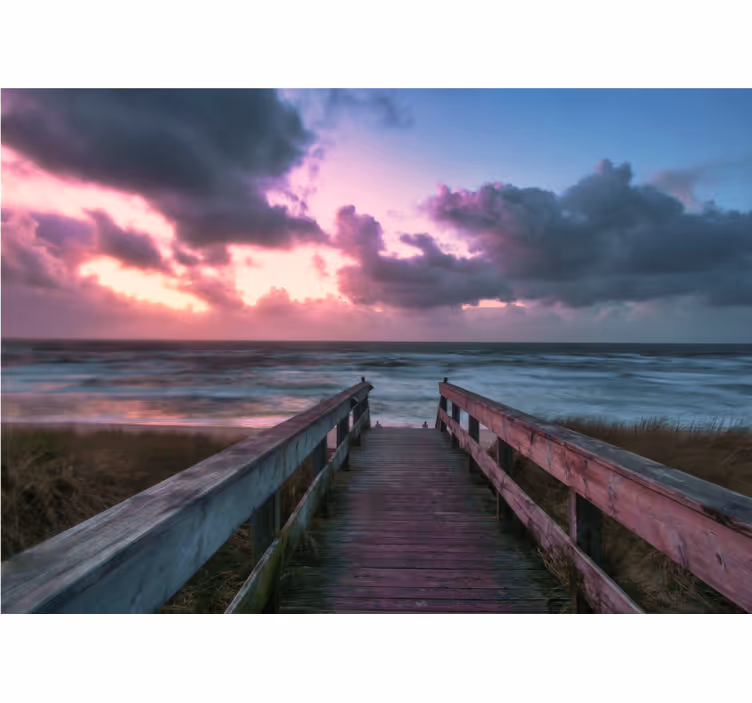 Serene cloudy sunset sea mural - TenStickers