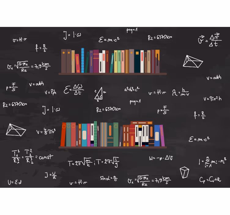 Bookshelf & Math Formulas wall mural - TenStickers