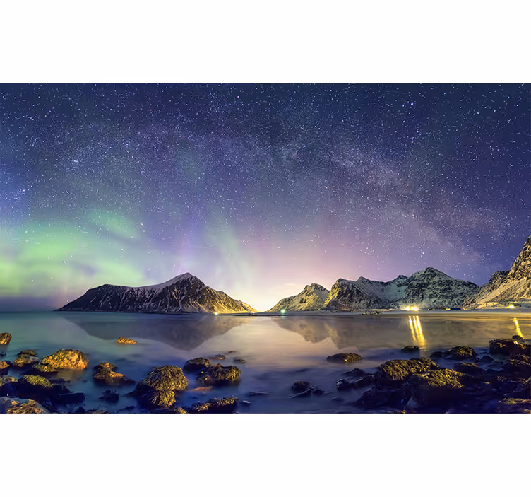Northern Lights Display landscape mural wallpaper - TenStickers