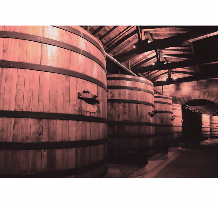 Stone wall mural wooden barrel storage design - TenStickers